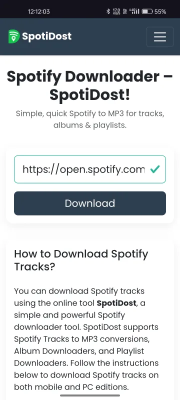 Paste Spotify URL