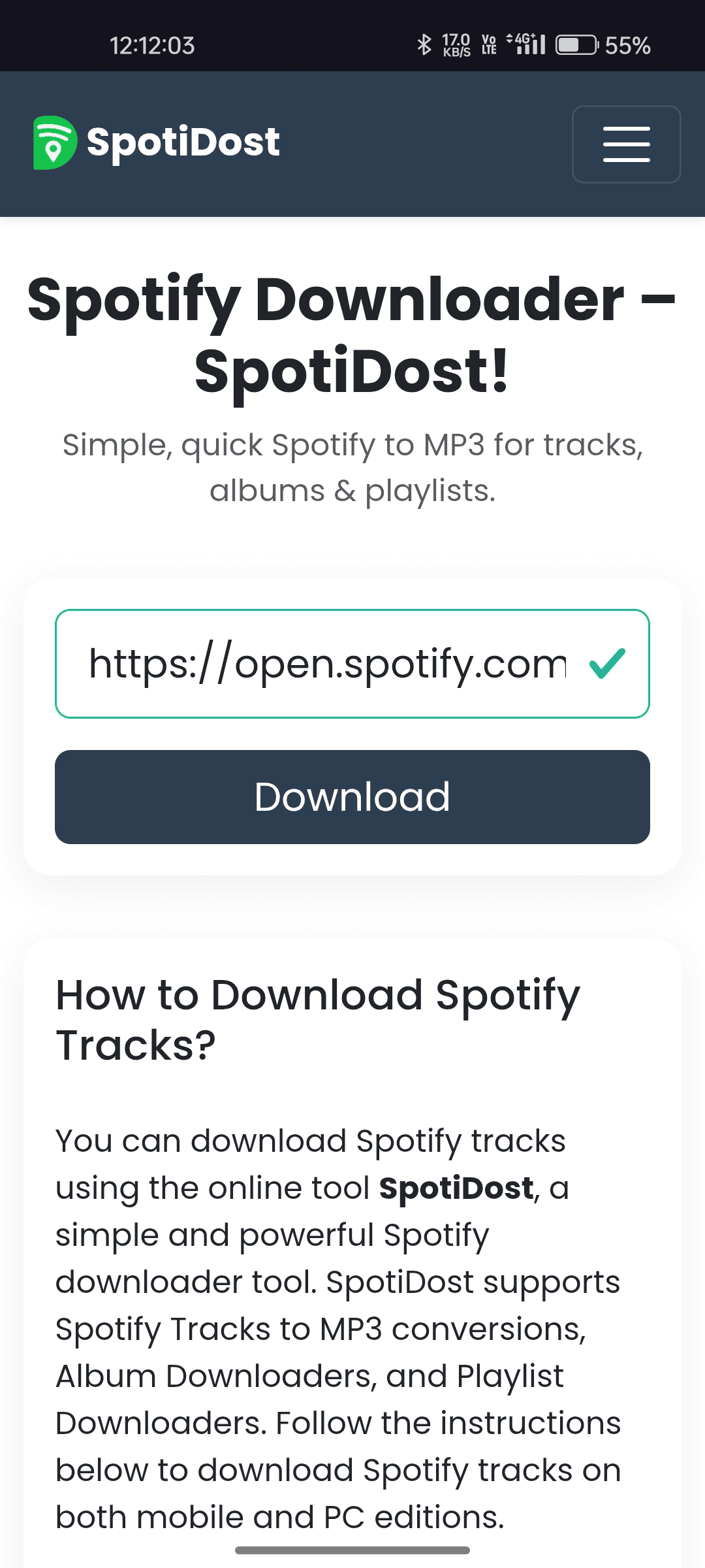 Paste Spotify URL