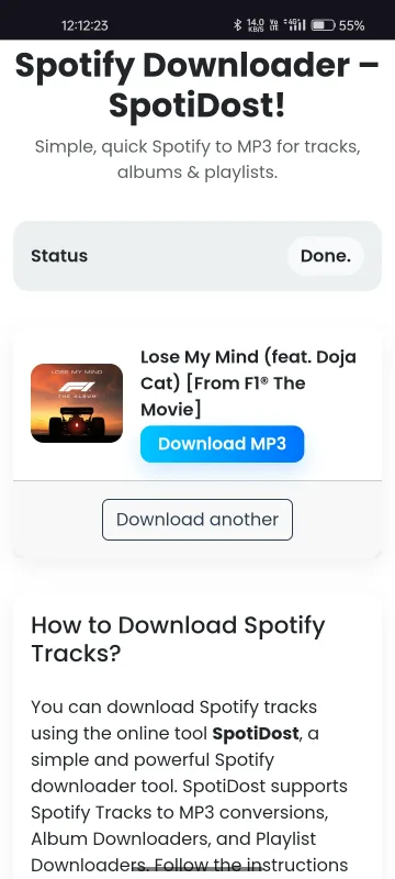 View Spotify Result